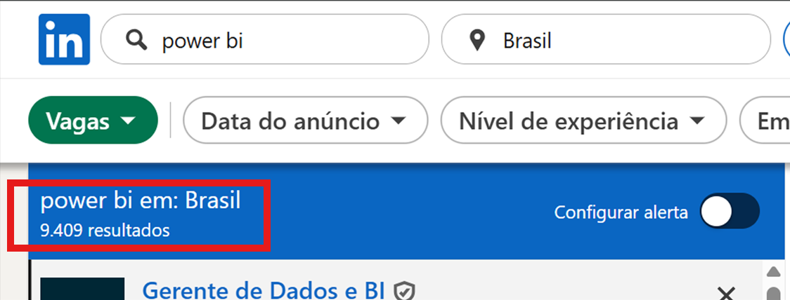Vagas Linkedin com Power BI
